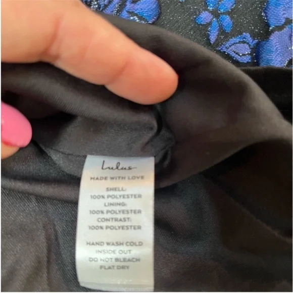 LULUS Adorable Nights Black and Blue Floral Jacquard Mini Skater Dress M NWT - Picture 7 of 10